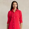 Polo Ralph Lauren Slim Fit Knit Cotton Oxford Shirt In Red
