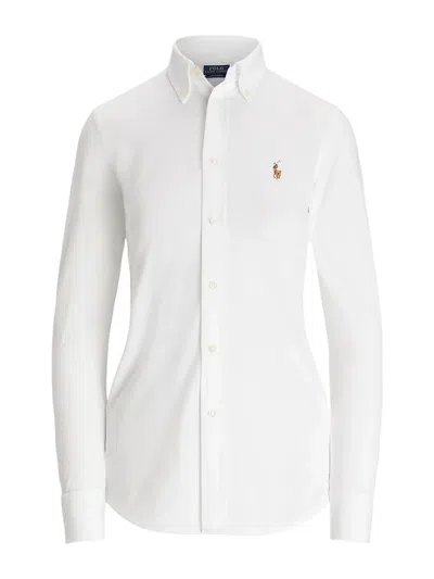 Polo Ralph Lauren Slim Fit Knit Cotton Oxford Shirt In White