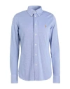 Polo Ralph Lauren Slim Fit Knit Cotton Oxford Shirt Woman Shirt Light Blue Size M Cotton