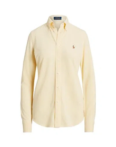 Polo Ralph Lauren Slim Fit Knit Cotton Oxford Shirt Woman Shirt Light Yellow Size L Cotton In Yellow