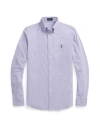 Polo Ralph Lauren Slim Fit Knit Cotton Oxford Shirt Woman Shirt Lilac Size L Cotton In Purple