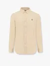 Polo Ralph Lauren Fitted Linen Shirt Collar Buttoned In Beige