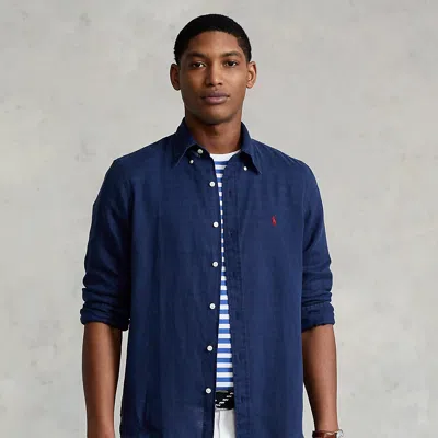 Polo Ralph Lauren Slim Fit Linen Shirt In Blue