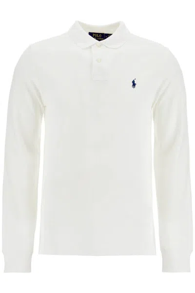Polo Ralph Lauren Slim Fit Long Sleeve Polo Shirt In White