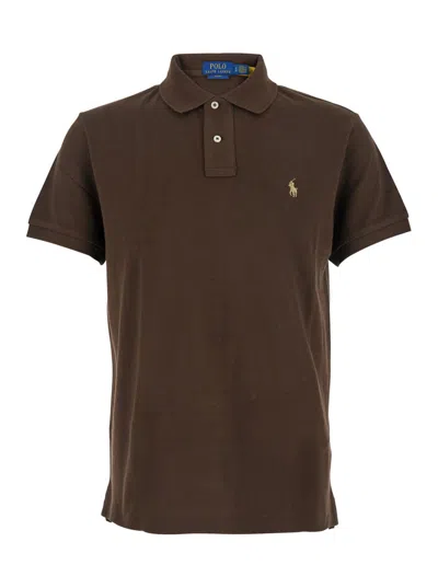Polo Ralph Lauren Slim Fit Mesh Polo Shirt In Brown