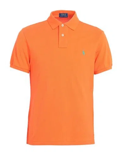 Polo Ralph Lauren Slim Fit Mesh Polo Shirt Man Polo Shirt Orange Size L Cotton