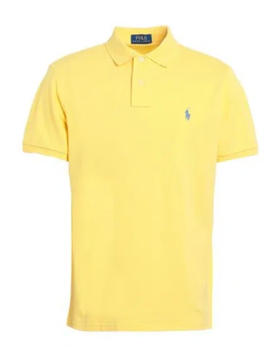 Polo Ralph Lauren Slim Fit Mesh Polo Shirt Man Polo Shirt Yellow Size L Cotton