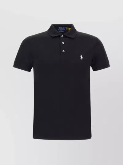 Polo Ralph Lauren Logo-embroidered Slim-fit Cotton Polo Shirt In Black Marl Heather