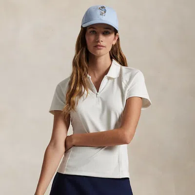Polo Ralph Lauren Slim Fit Quarter-zip Polo Shirt In Ceramic White/navy