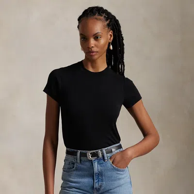Polo Ralph Lauren Ribbed Cotton Tee In Polo Black