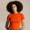 Polo Ralph Lauren Ribbed Cotton Tee In Sailing Orange