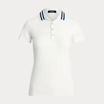Polo Ralph Lauren Slim Fit Ribbed Polo Shirt In Ceramic White Multi