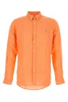 Polo Ralph Lauren Linen Shirt With Button-down Collar And Curved Hem