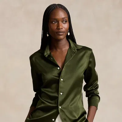 Polo Ralph Lauren Slim Fit Silk Shirt In Nymph Green