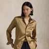 Polo Ralph Lauren Slim-fit Silk Shirt In Polo Tan