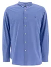 Polo Ralph Lauren Slim Fit Striped Shirt With Button-down Collar In Blue