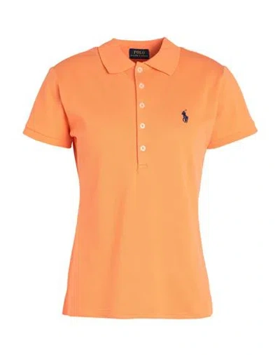 Polo Ralph Lauren Slim Fit Stretch Polo Shirt Woman Polo Shirt Orange Size L Cotton, Elastane