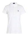 Polo Ralph Lauren Slim Fit Stretch Polo Shirt Woman Polo Shirt White Size L Cotton, Elastane