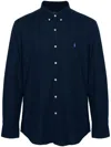 Polo Ralph Lauren Blue Shirt With Button-down Collar And Pony Embroidery On The Front In Blue