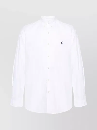 Polo Ralph Lauren Slim Fit Striped Shirt With Button-down Collar In White