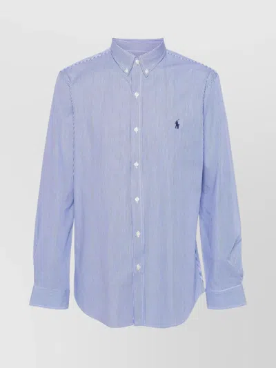 Polo Ralph Lauren Slim Fit Striped Shirt With Button-down Collar In Blue