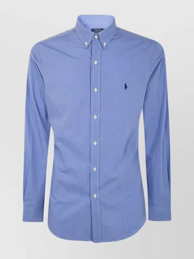 Polo Ralph Lauren Slim Fit Striped Shirt With Button-down Collar In Blue