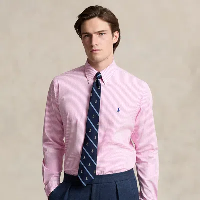 Polo Ralph Lauren Slim Fit Striped Stretch Poplin Shirt In Pink