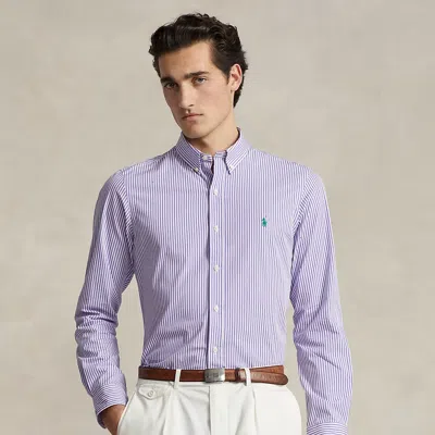 Polo Ralph Lauren Slim Fit Striped Stretch Poplin Shirt In Purple