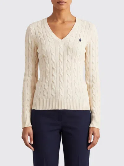 Polo Ralph Lauren Slim Fit V-neck Wool Jumper With Embroidered Pony Logo In White