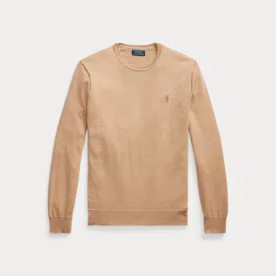 Polo Ralph Lauren Slim Fit Washable Wool Crewneck Jumper In Beige