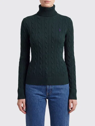 Polo Ralph Lauren Slim Fit Wool And Cashmere Turtleneck Jumper With Embroidered Pony Logo In Green
