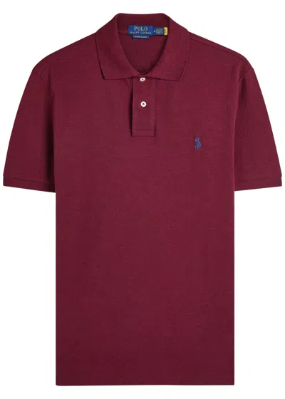 Polo Ralph Lauren Slim Logo-embroidered Piqué Cotton Polo Shirt In Burgundy