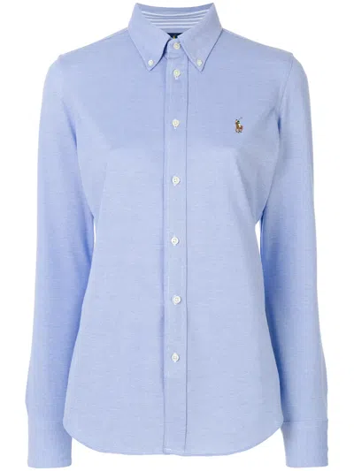 Polo Ralph Lauren Long Sleeve Linen Shirt Harbor Island Blue For Women