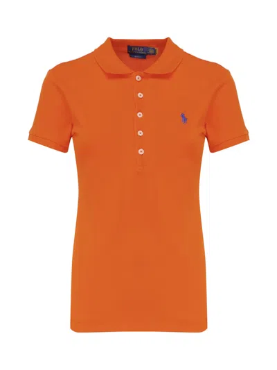 Polo Ralph Lauren Slim Polo Shirt With Embroidery In Orange