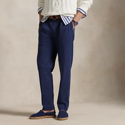 Polo Ralph Lauren Slim Tapered Fit Pleated Twill Pant In Newport Navy