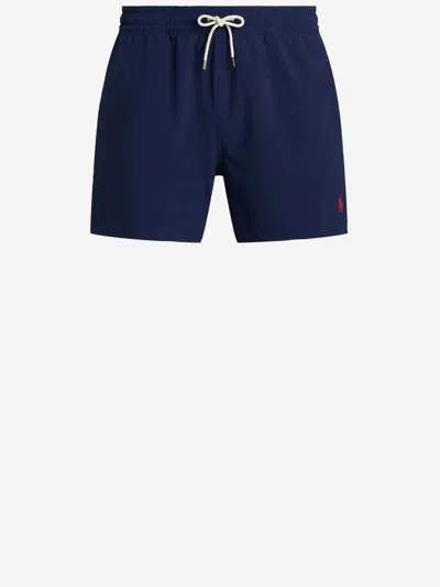 Polo Ralph Lauren Swim Trunks Logo Back Pocket Elastic Waistband In Blue
