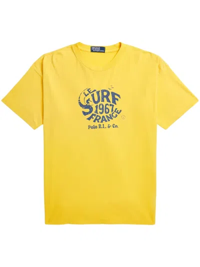 Polo Ralph Lauren Slogan-print Cotton T-shirt In Yellow