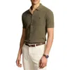 Polo Ralph Lauren Slub Short Sleeve Cotton Knit Button-up Shirt In Thermal Green