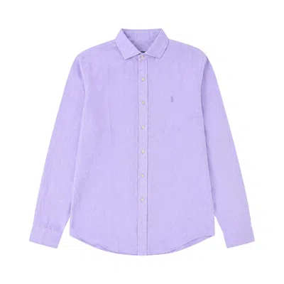 Pre-owned Polo Ralph Lauren Slubby Linen Sport Shirt 'powder Purple' | Men's Size L