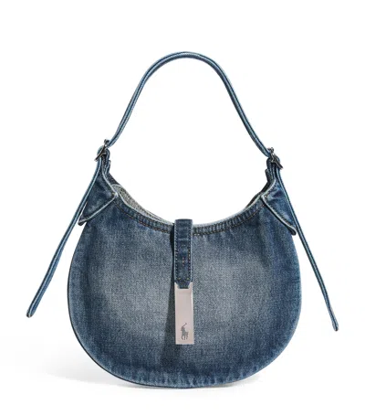 Polo Ralph Lauren Polo Id Denim Small Shoulder Bag In Dark Wash