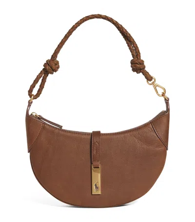Polo Ralph Lauren Small Leather Polo Id Shoulder Bag In Brown