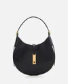 Polo Ralph Lauren Small Leather Shoulder Bg In Black