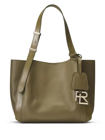 Polo Ralph Lauren Small Leather Tote Bag In Green