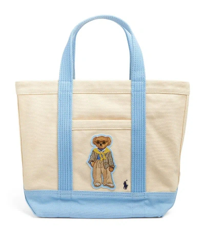 Polo Ralph Lauren Small Polo Bear Tote Bag In Ivory