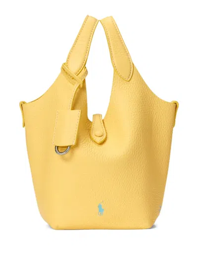 Polo Ralph Lauren Small Polo Play Leather Tote Bag In Yellow