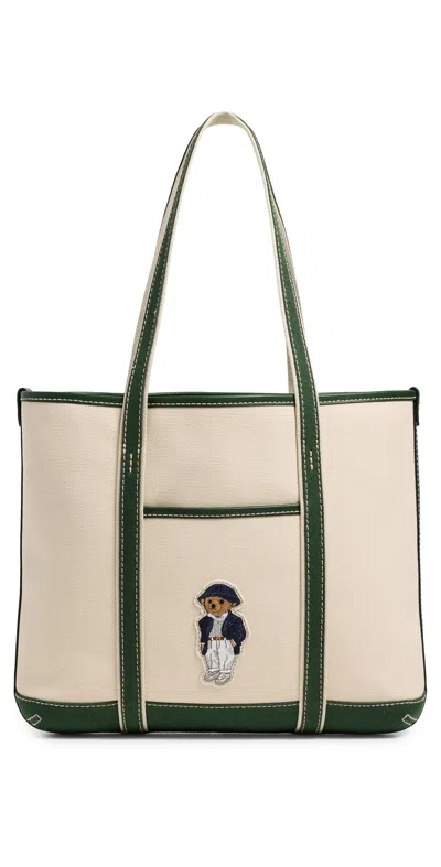 Polo Ralph Lauren Polo Bear Small Canvas Shopper Tote In White