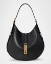 Polo Ralph Lauren Small Sport Leather Shoulder Bag In Black/gold