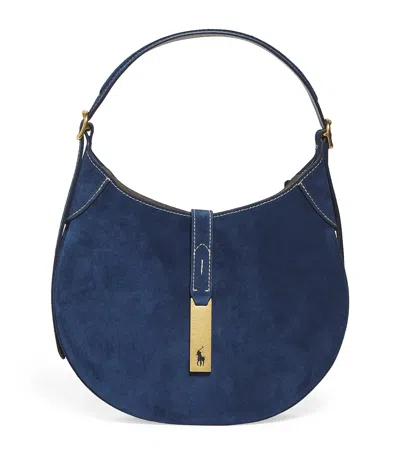 Polo Ralph Lauren Small Suede Id Shoulder Bag In Blue