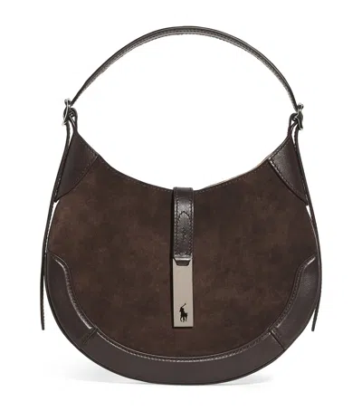 Polo Ralph Lauren Small Suede Id Shoulder Bag In Brown