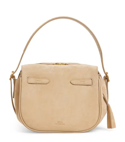 Polo Ralph Lauren Small Suede Polo Id Satchel Bag In Sand